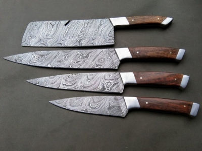 4 Pieces Damascus Chef Knives Set